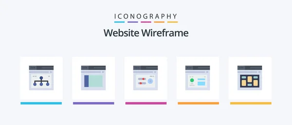 Website Wireframe Flat Icon Pack Including Internet Website Database Web — Stockvector