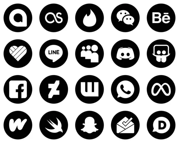 High Definition White Social Media Icons Black Background Deviantart Myspace — Stockový vektor