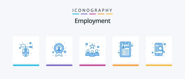 Employment Blue Icon Pack Including Mobile Resume Medal Job Best — Archivo Imágenes Vectoriales