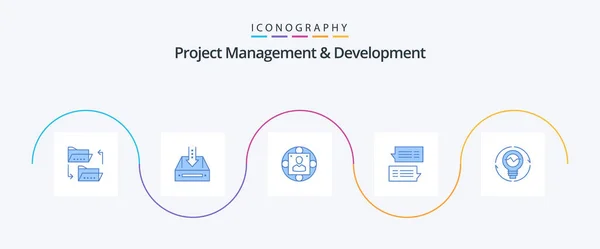 Project Management Development Blue Icon Pack Including Chat Modern Document — Archivo Imágenes Vectoriales