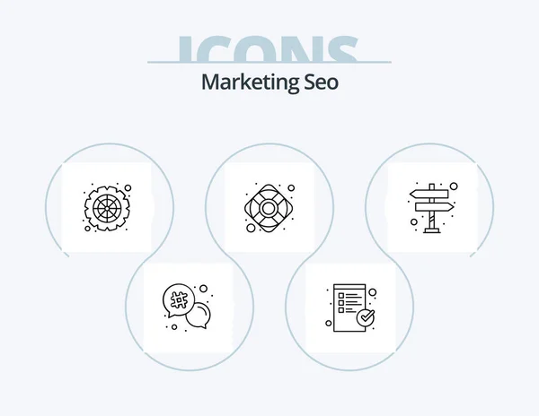 Marketing Seo Line Icon Pack Icon Design Options Graph Hash — Stock Vector