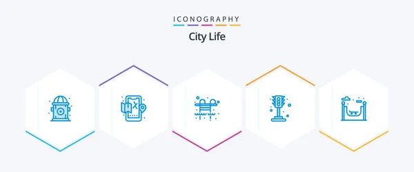 City Life Blue Icon Pack Including Life Life City Traffic — Stockový vektor