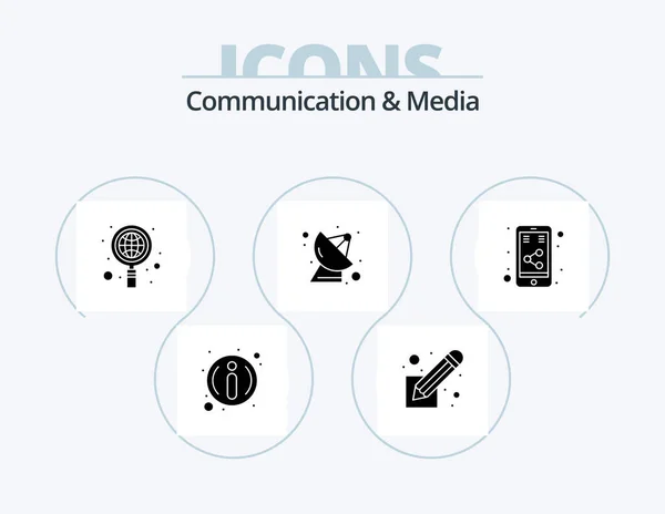 Communication Media Glyph Icon Pack Icon Design Share Internet Global — Stockvector
