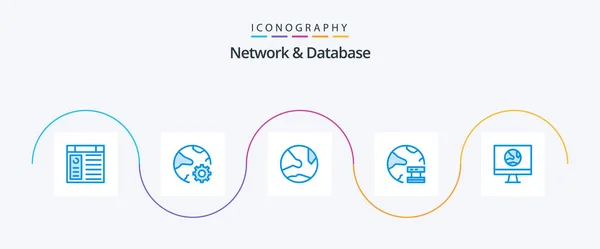 Network Database Blue Icon Pack Including Database Cloud Network Social — Stok Vektör