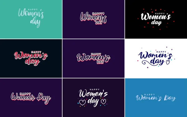 Happy Women Day Typography Design Pastel Color Scheme Geometric Shape — 图库矢量图片