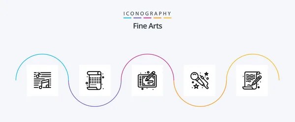 Fine Arts Line Icon Pack Including Art Mic Paint Voice — Stock vektor