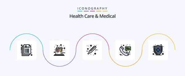 Health Care Medical Line Filled Flat Icon Pack Including Medical — Stockvektor