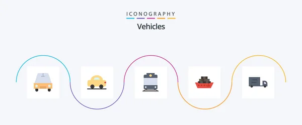 Vehicles Flat Icon Pack Including Transport Truck — Vettoriale Stock