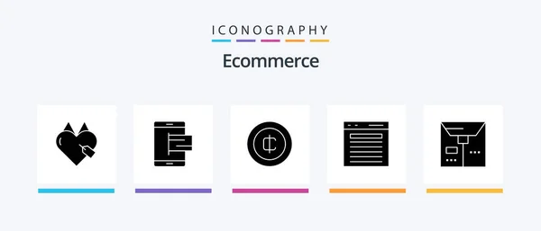 Ecommerce Glyph Icon Pack Including Website Pay Find Money Creative — Stock vektor