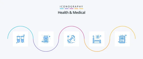 Health Medical Blue Icon Pack Including Clinical Record Patient Medicine — Image vectorielle