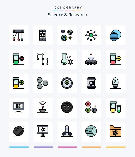 Creative Science Line Filled Icon Pack Sun Science Earth Eclipse — Stockvektor