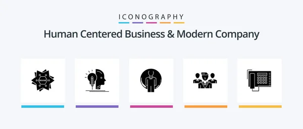 Human Centered Business Modern Company Glyph Icon Pack Including Telephone — Image vectorielle