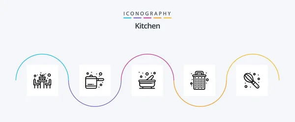 Kitchen Line Icon Pack Including Wire Pestle Mixer Garbage — Stockový vektor