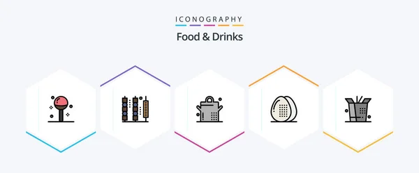 Food Drinks Filledline Icon Pack Including Food Food Meat Egg — Stock vektor