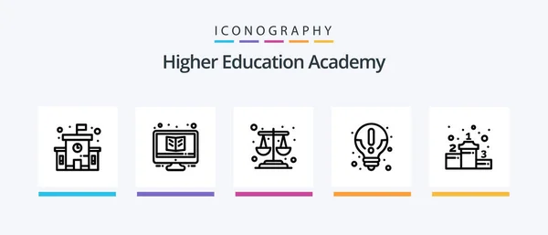 Academy Line Icon Pack Including Justice Study Balance Calculator Creative — Image vectorielle