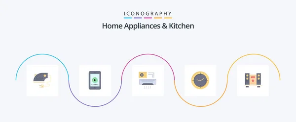 Home Appliances Kitchen Flat Icon Pack Including Loud Machine Air — Stok Vektör
