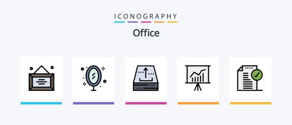 Office Line Filled Icon Pack Including Box Office Archive Office — Vettoriale Stock