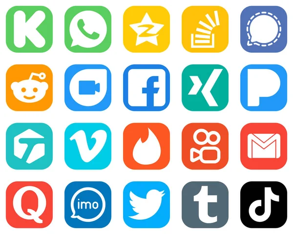 Complete Social Media Icon Pack Icons Facebook Stock Google Duo — Stock Vector