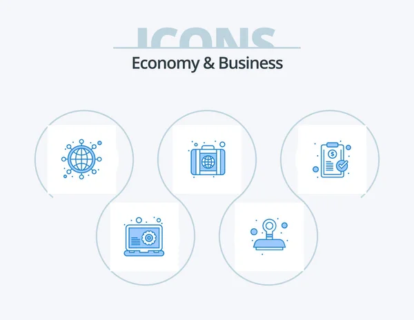Economy Business Blue Icon Pack Icon Design Clip World Network — Vetor de Stock