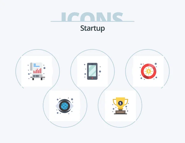Startup Flat Icon Pack Icon Design Management Diagram Chart Access — Vettoriale Stock
