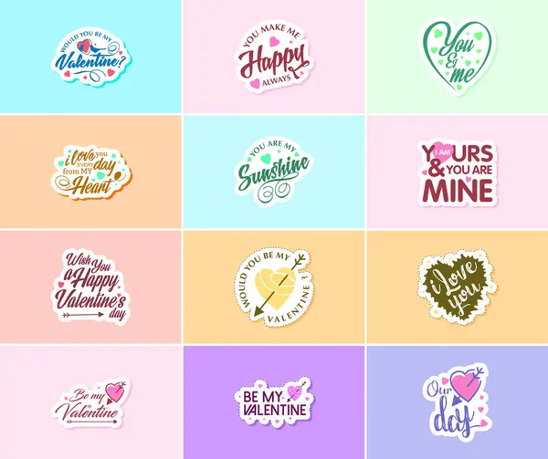 Valentine Day Time Romance Beautiful Artistry Stickers — Vector de stock
