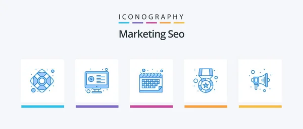 Marketing Seo Blue Icon Pack Including Marketing Campaign Appointment Prize — Stockvektor
