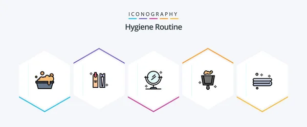 Hygiene Routine Filledline Icon Pack Including Cleaning Mirror Clean Dustpan — Vector de stock