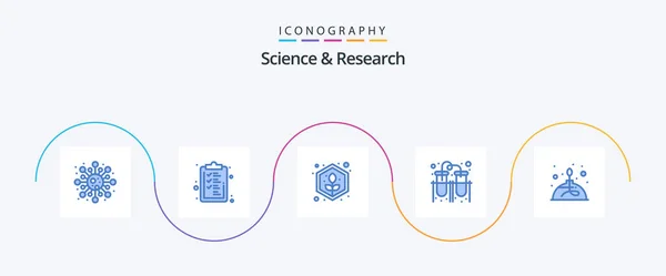 Science Blue Icon Pack Including Burner Connection Agriculture Tubes Experiment — Archivo Imágenes Vectoriales