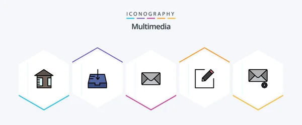 Multimedia Filledline Icon Pack Including Compose Message — Stockvektor
