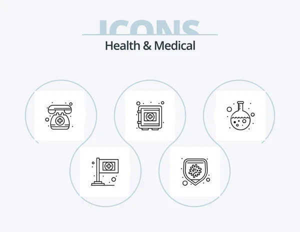 Health Medical Line Icon Pack Icon Design Disease Medical Monitor — Vetor de Stock
