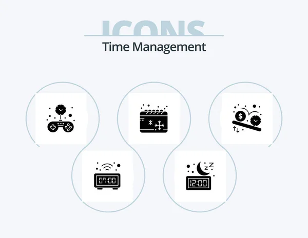 Time Management Glyph Icon Pack Icon Design Deadline Season Time — Archivo Imágenes Vectoriales