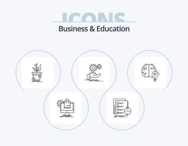 Business Education Line Icon Pack Icon Design Online Training Promo — 图库矢量图片