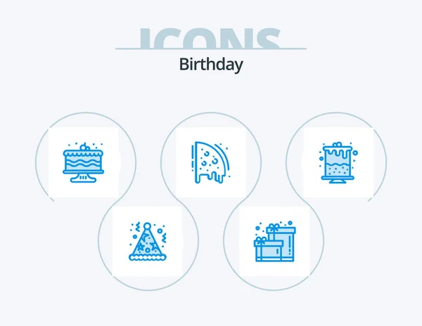 Birthday Blue Icon Pack Icon Design Part Birthday Cake Party — Διανυσματικό Αρχείο