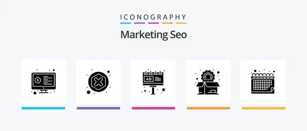 Marketing Seo Glyph Icon Pack Including Preferences Options Reject Box — Stockvektor