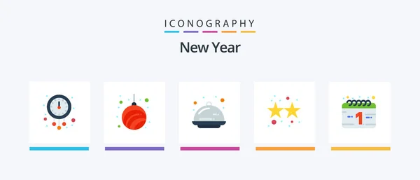New Year Flat Icon Pack Including Party Firecracker New Celebration — Stock vektor