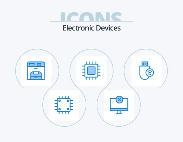 Devices Blue Icon Pack Icon Design Gadget Computers Hardware Chip — Stock Vector