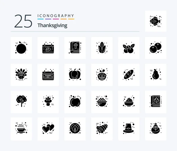 Thanksgiving Solid Glyph Icon Pack Including Thanksgiving Cherry Book Thanksgiving — Stockvector