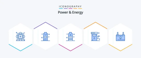 Power Energy Blue Icon Pack Including Power Gas Power Energy — Vettoriale Stock