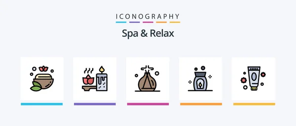 Spa Relax Line Filled Icon Pack Including Soap Beauty Spa — Wektor stockowy
