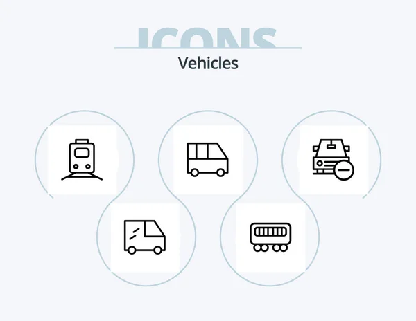 Vehicles Line Icon Pack Icon Design Bicycle Transportation Construction Train — 图库矢量图片