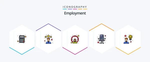 Employment Filledline Icon Pack Including Employee Sitting Employee Office Chair — Vettoriale Stock
