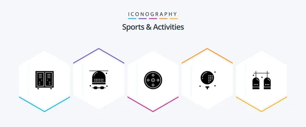 Sports Activities Glyph Icon Pack Including Game Athletics Glasses Activities — Image vectorielle