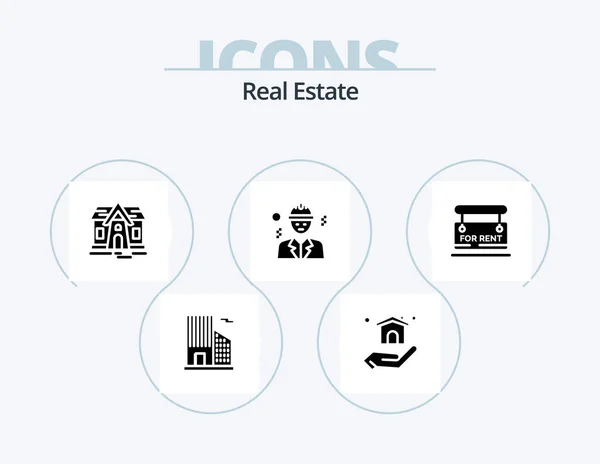 Real Estate Glyph Icon Pack Icon Design Business Building — Stockvector