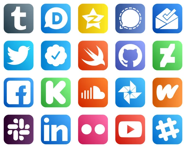 20 High Resolution Social Media Icons such as facebook. inbox. deviantart and swift icons. High quality and creative