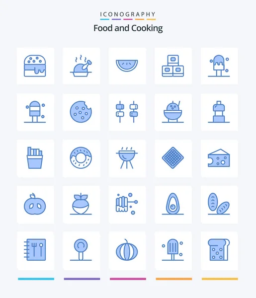 Creative Food Blue Icon Pack Sweet Food Food Food Ice — Stockový vektor