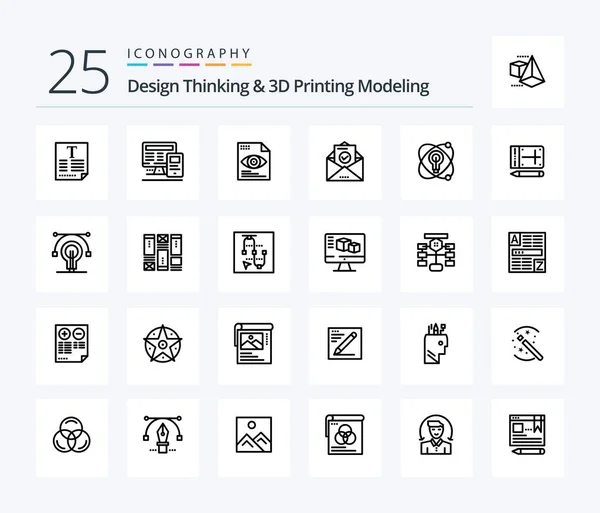 Design Thinking Printing Modeling Line Icon Pack Including Education Education — Vector de stock