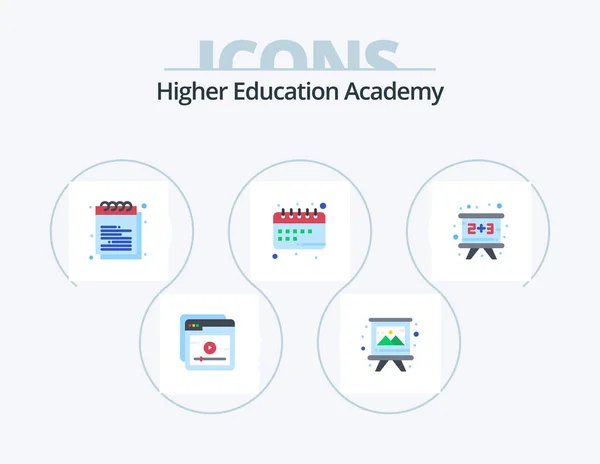 Academy Flat Icon Pack Icon Design Blackboard School Education Schedule — Vettoriale Stock