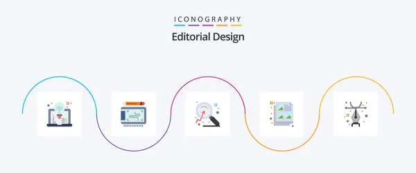 Editorial Design Flat Icon Pack Including Illustration Idea Magnify Document — Stockový vektor