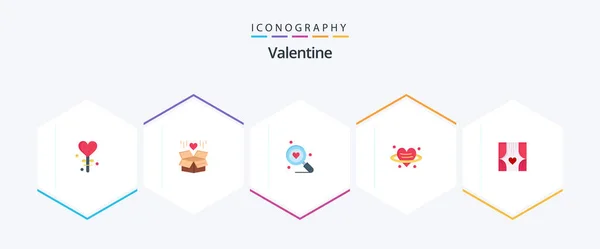 Valentine Flat Icon Pack Including Search Day Love Valentines Surprize — Stock vektor