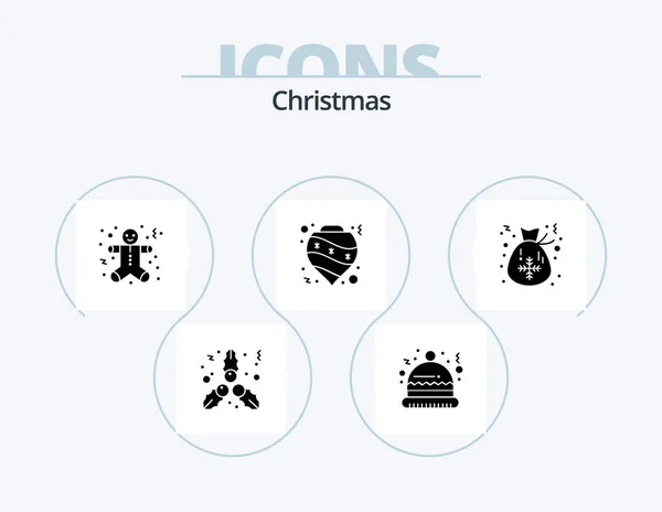 Christmas Glyph Icon Pack Icon Design Christmas Bag Gingerbread Men — Stock vektor
